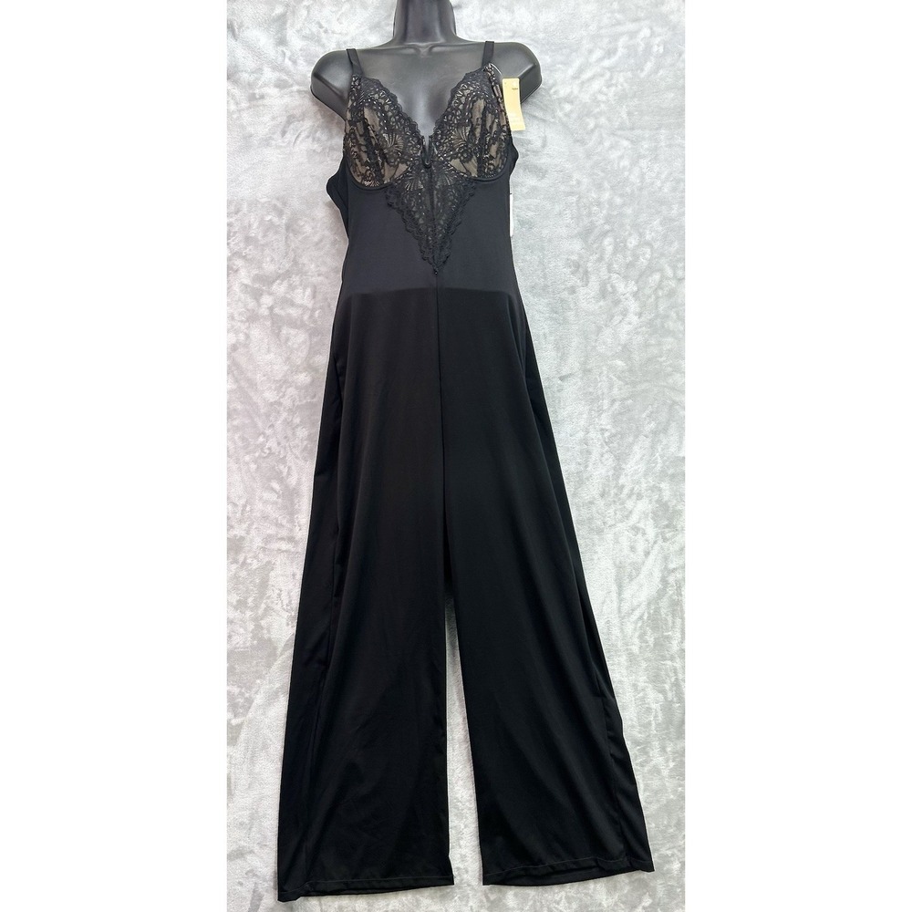 New Popilush Shapewear Slimming Wide-Leg Jumpsuit Black Size XL Formal Lace Romp - Picture 2 of 10